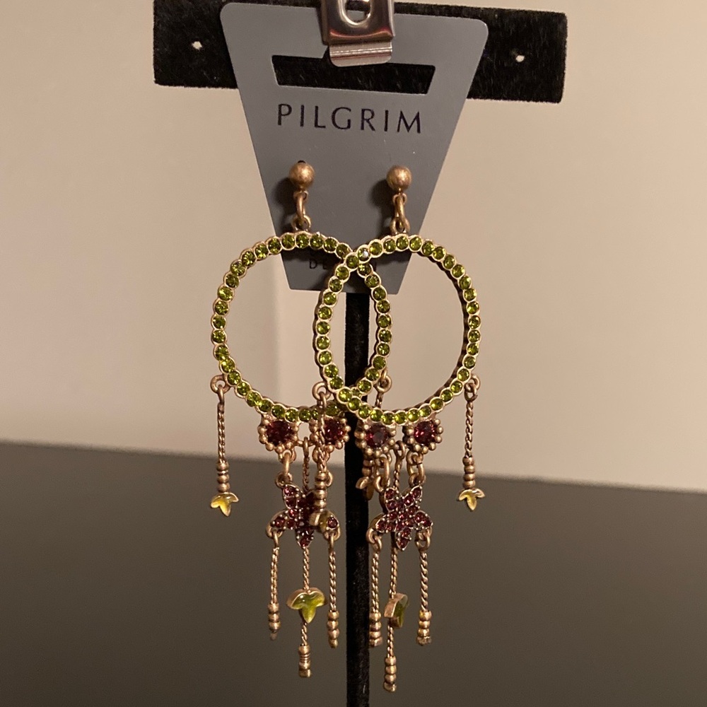 Pilgrim Olive and Gold Hoop Earrings - Picture 2 of 2